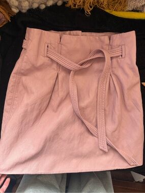 Free People Leather Skirt Mauve Pink Leather Belted Mini Skirt Size 0